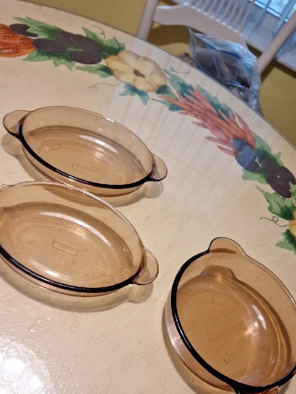 Vision Corningware Amber Glass Baking Bowls w/Side Handles